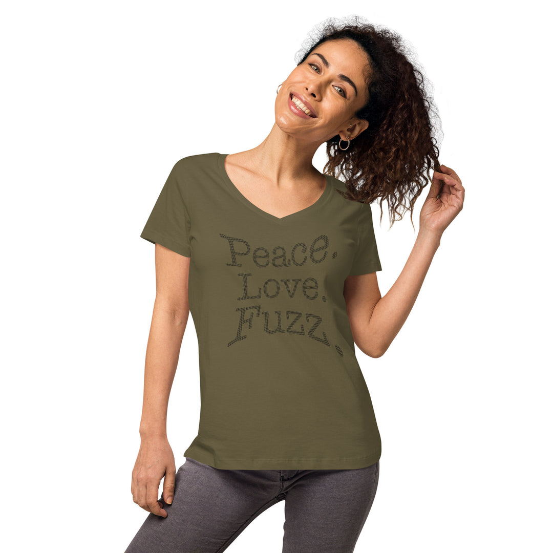 Peace. Love. Fuzz. Women’s Fitted V-Neck T-Shirt