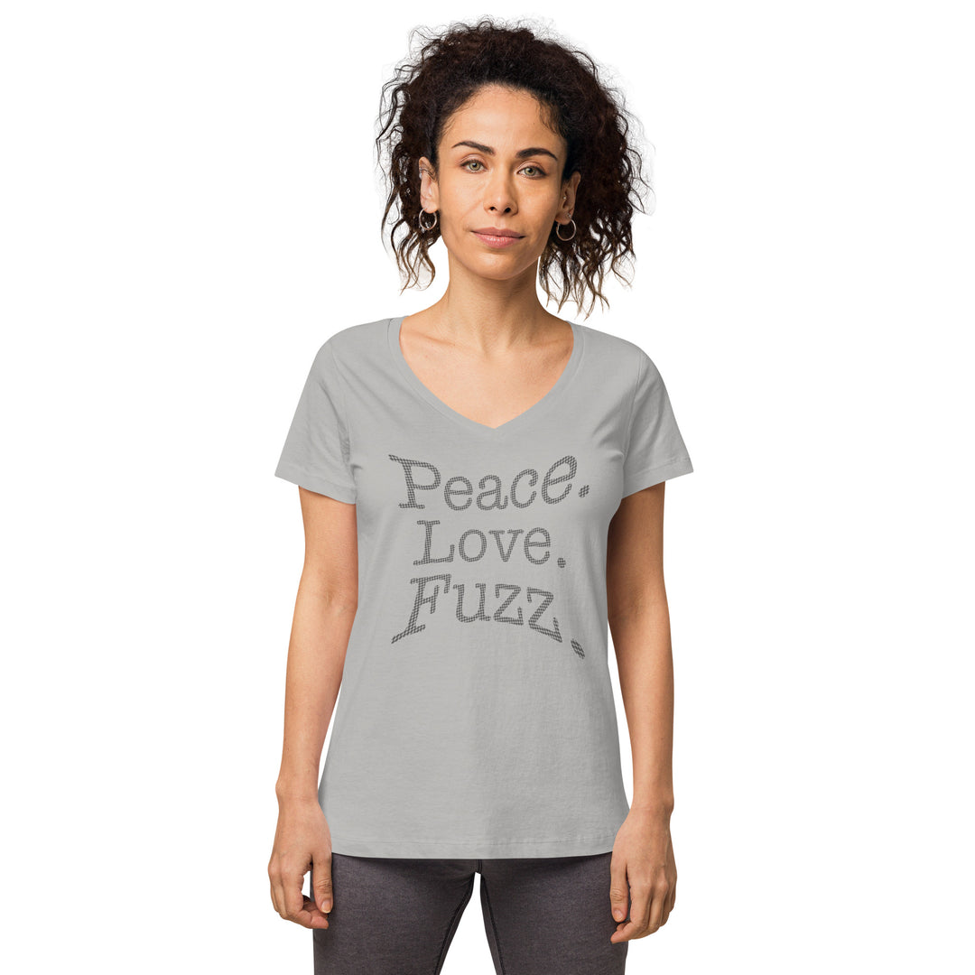 Peace. Love. Fuzz. Women’s Fitted V-Neck T-Shirt