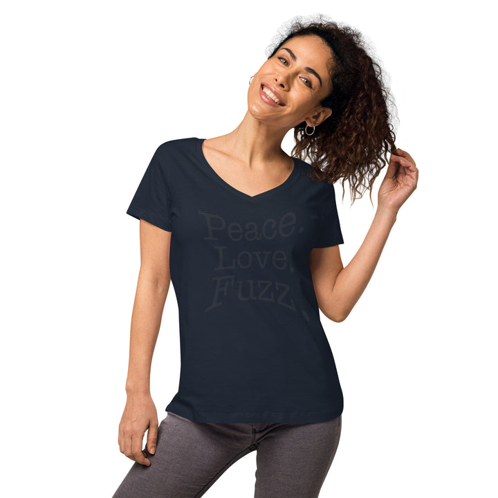 Peace. Love. Fuzz. Women’s Fitted V-Neck T-Shirt