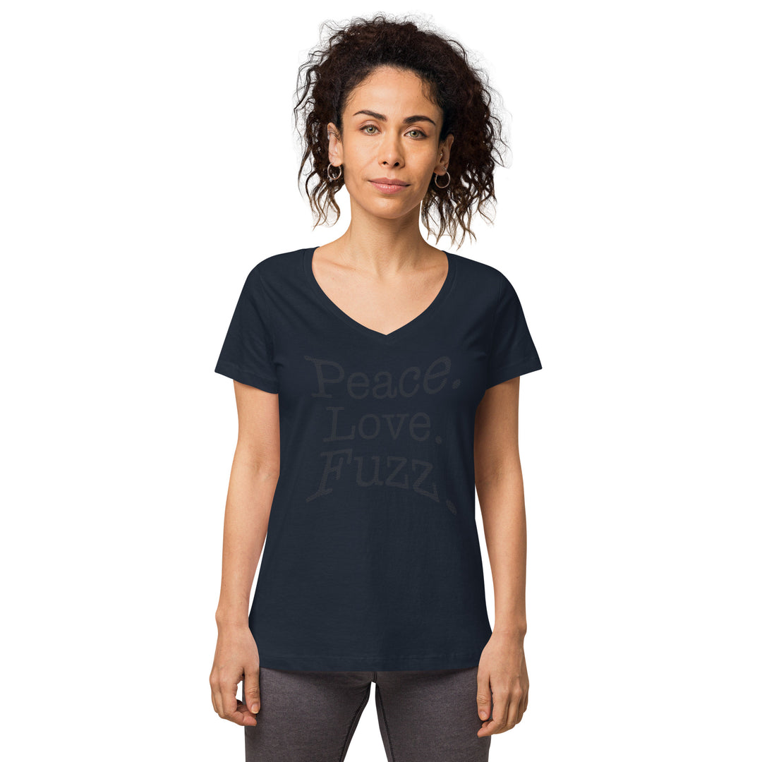 Peace. Love. Fuzz. Women’s Fitted V-Neck T-Shirt