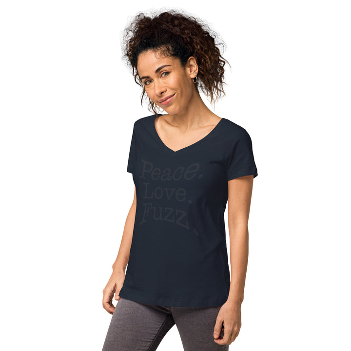 Peace. Love. Fuzz. Women’s Fitted V-Neck T-Shirt