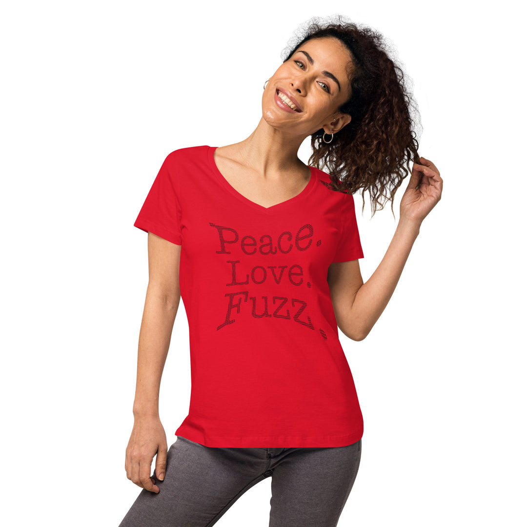 Peace. Love. Fuzz. Women’s Fitted V-Neck T-Shirt