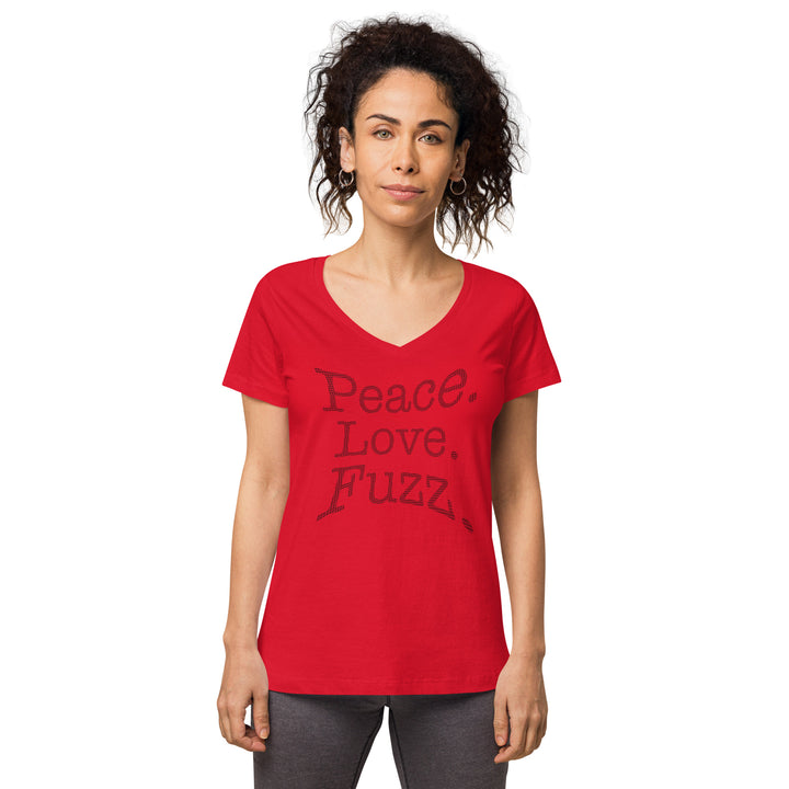 Peace. Love. Fuzz. Women’s Fitted V-Neck T-Shirt