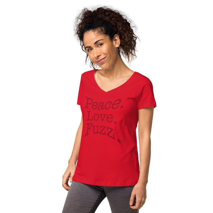 Peace. Love. Fuzz. Women’s Fitted V-Neck T-Shirt