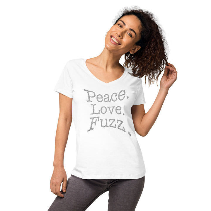 Peace. Love. Fuzz. Women’s Fitted V-Neck T-Shirt