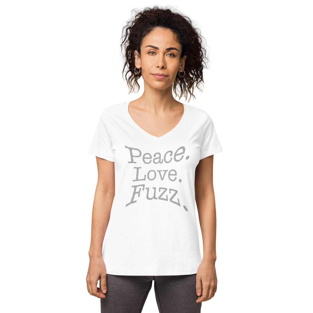 Peace. Love. Fuzz. Women’s Fitted V-Neck T-Shirt