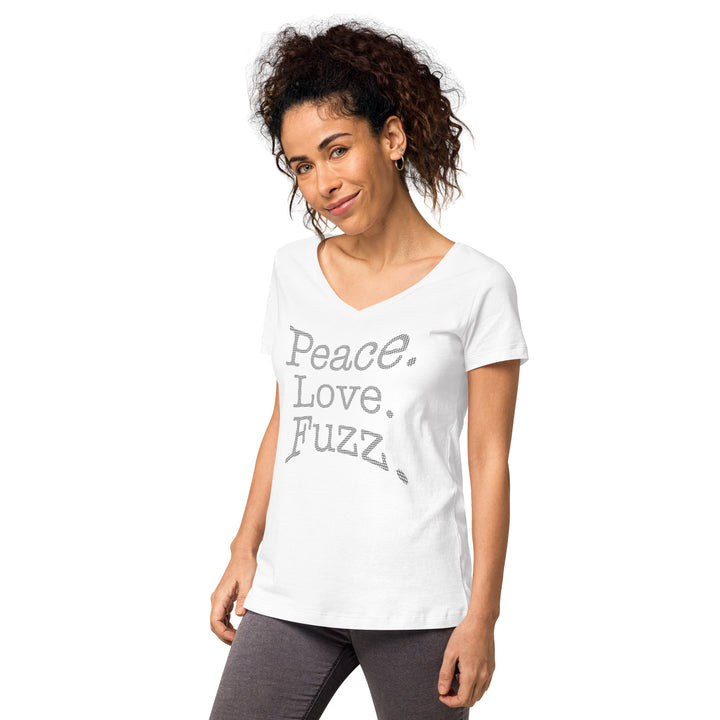 Peace. Love. Fuzz. Women’s Fitted V-Neck T-Shirt